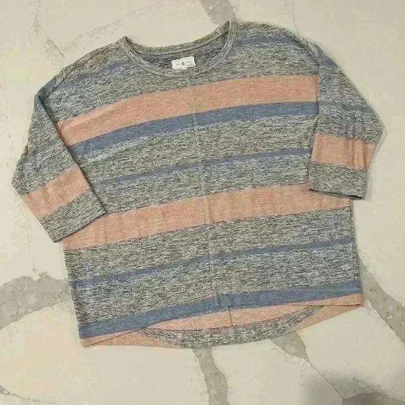 Lou & Grey Multicolor Striped 3/4 Sleeve Crewneck Pullover Sweater Women's XS - Picture 1 of 5